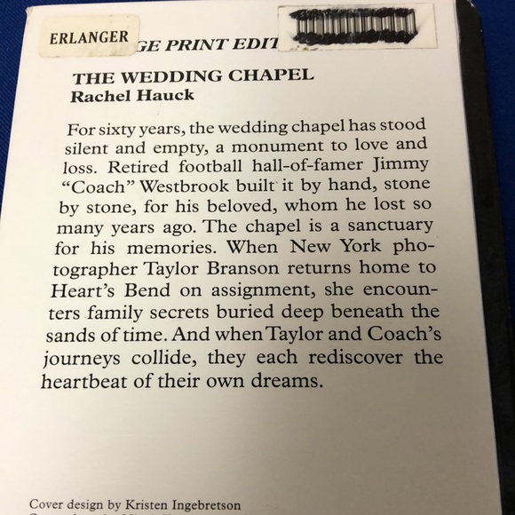 The Wedding Chapel 💒 by Bestselling Author Rachel Hauck-Large Print-Hard Cover - Picture 4 of 8